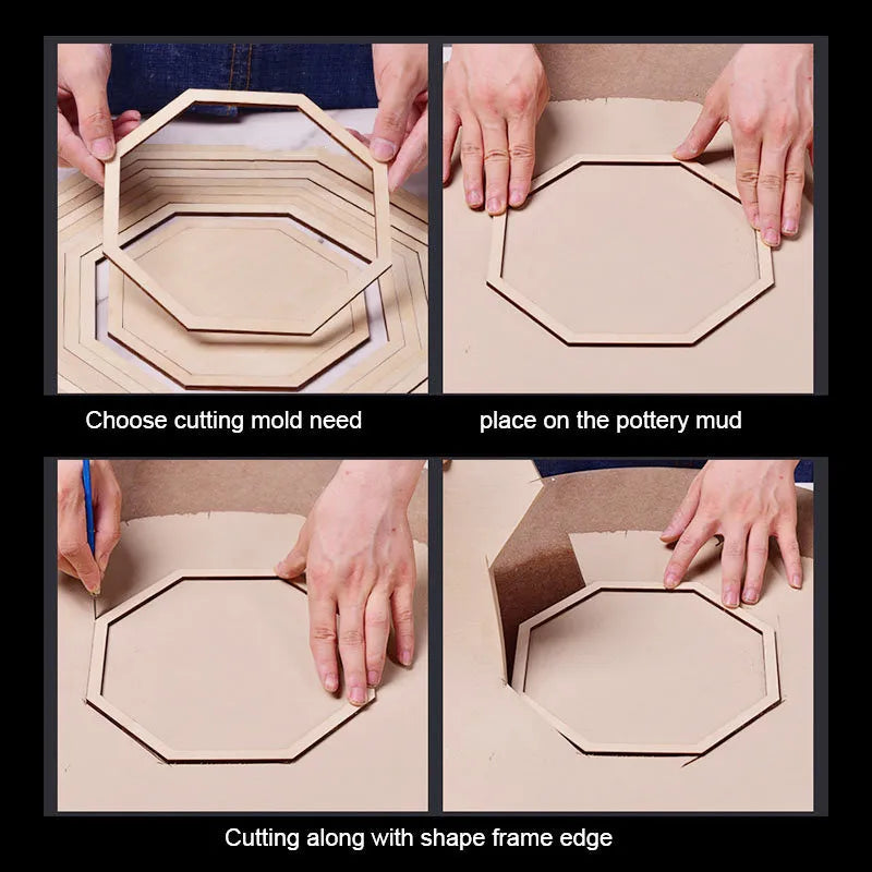 Ceramic Plate Forming Mold | Wood Concentric Geometric Pottery Tool