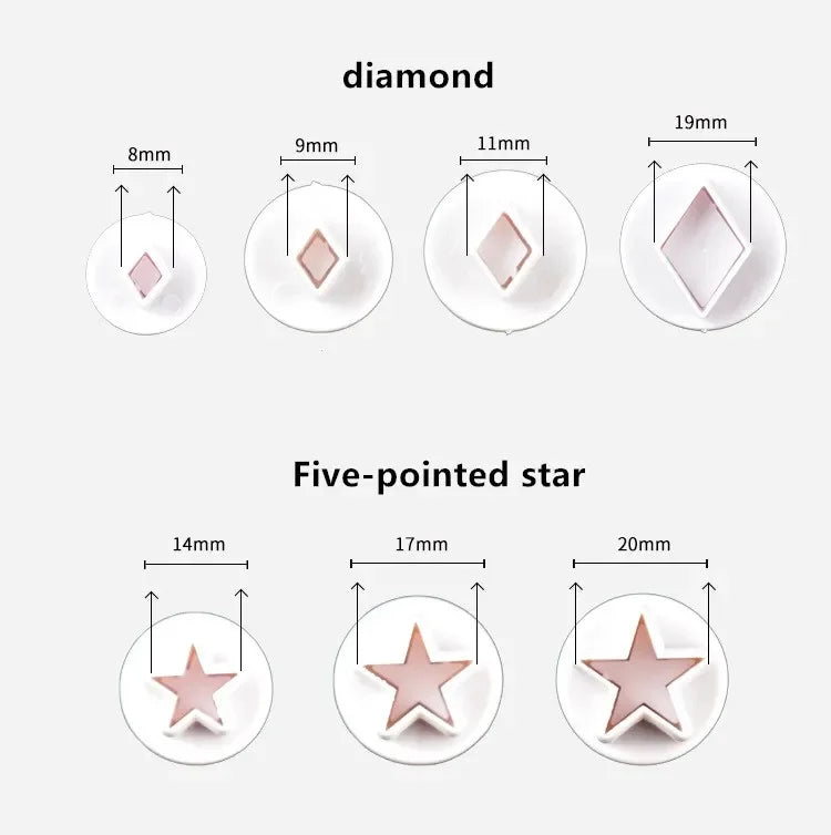 Heart - Pentagram - Star - Round Seal Clay/Cookie Cutter | 3/4pcs
