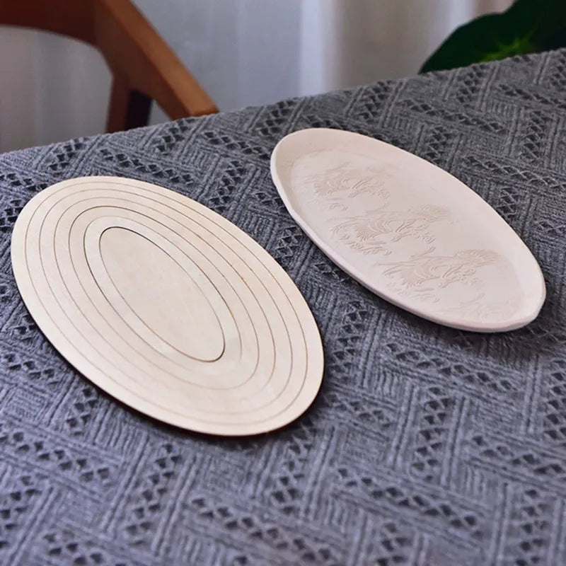 Ceramic Plate Forming Mold | Wood Concentric Geometric Pottery Tool