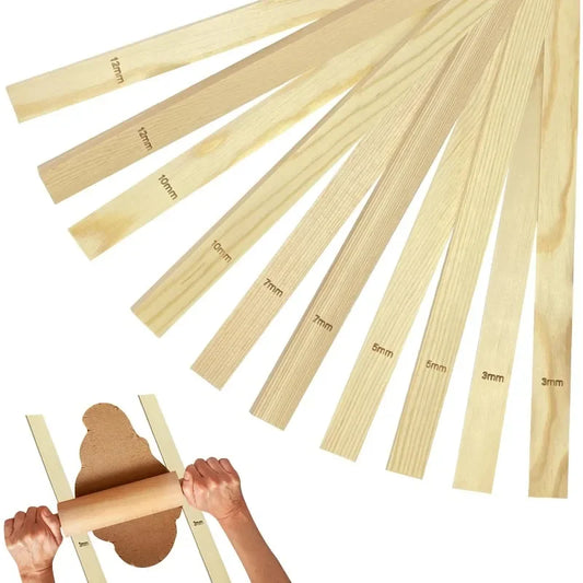 Mud Roller Guide Wooden Strips | 10 Pcs - 5 Sizes