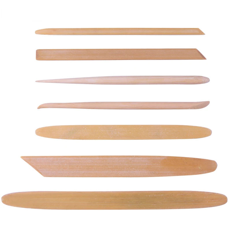 Bamboo Scraper Tools – Round Head Handmade Pottery and Sculpture Tool | 7Pcs/Set