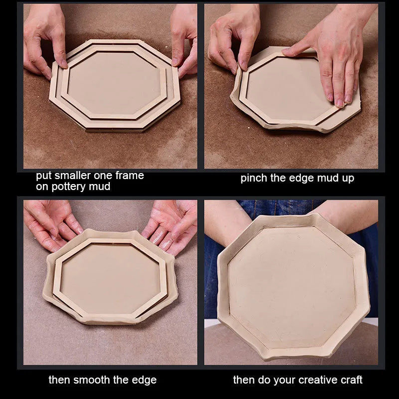 Ceramic Plate Forming Mold | Wood Concentric Geometric Pottery Tool