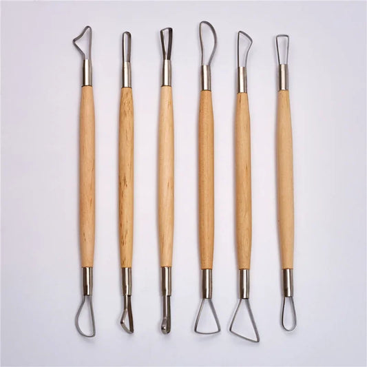 Wood Handle Pottery Trimming | 6Pcs