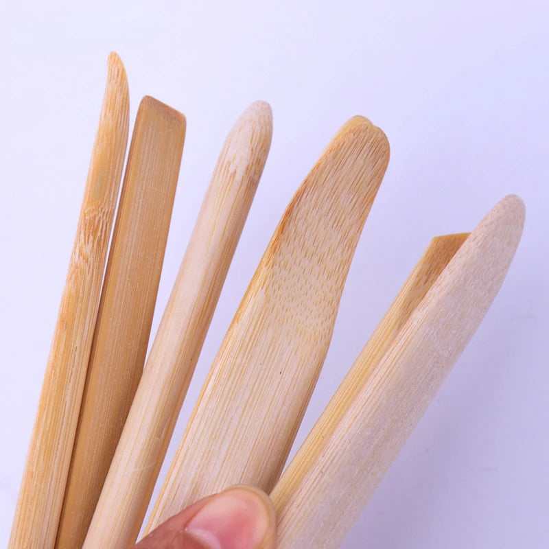 Bamboo Scraper Tools – Round Head Handmade Pottery and Sculpture Tool | 7Pcs/Set