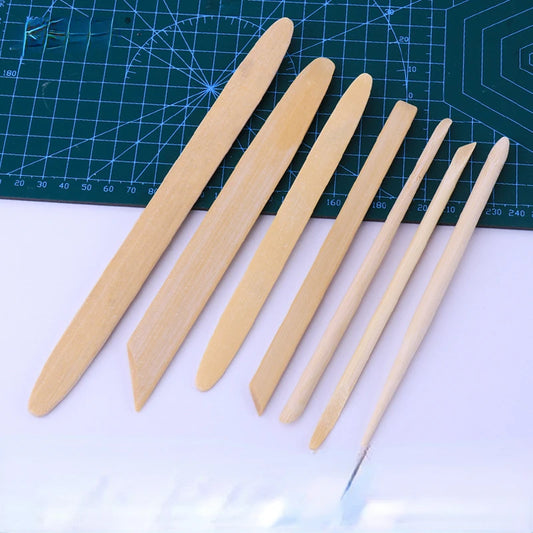 Bamboo Scraper Tools – Round Head Handmade Pottery and Sculpture Tool | 7Pcs/Set