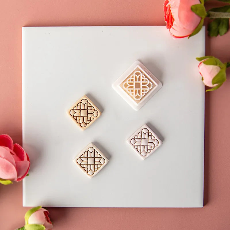 Geometric Shape & Flower Pattern Polymer Clay Cutting Mold