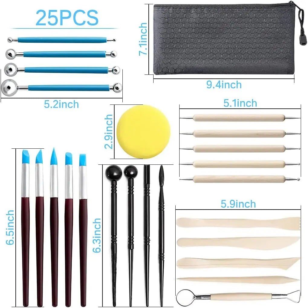 Beginners Pottery Sculpting Tool Kit | 24Pcs/set