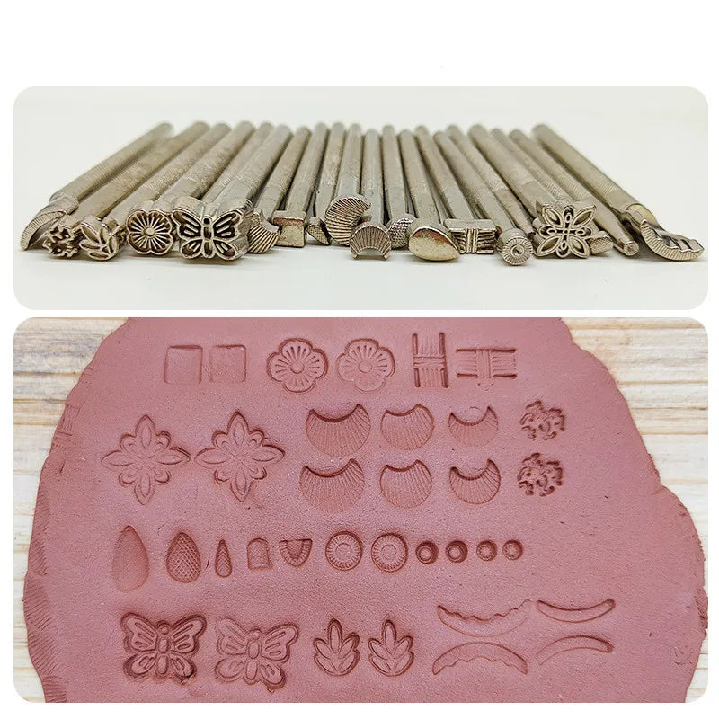 Stainless Steel Pottery Stamp Set for Embossing